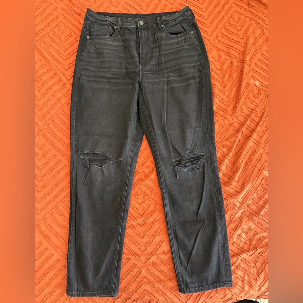 American Eagle Outfitters Black Skinny Jeans with Distressed Knees